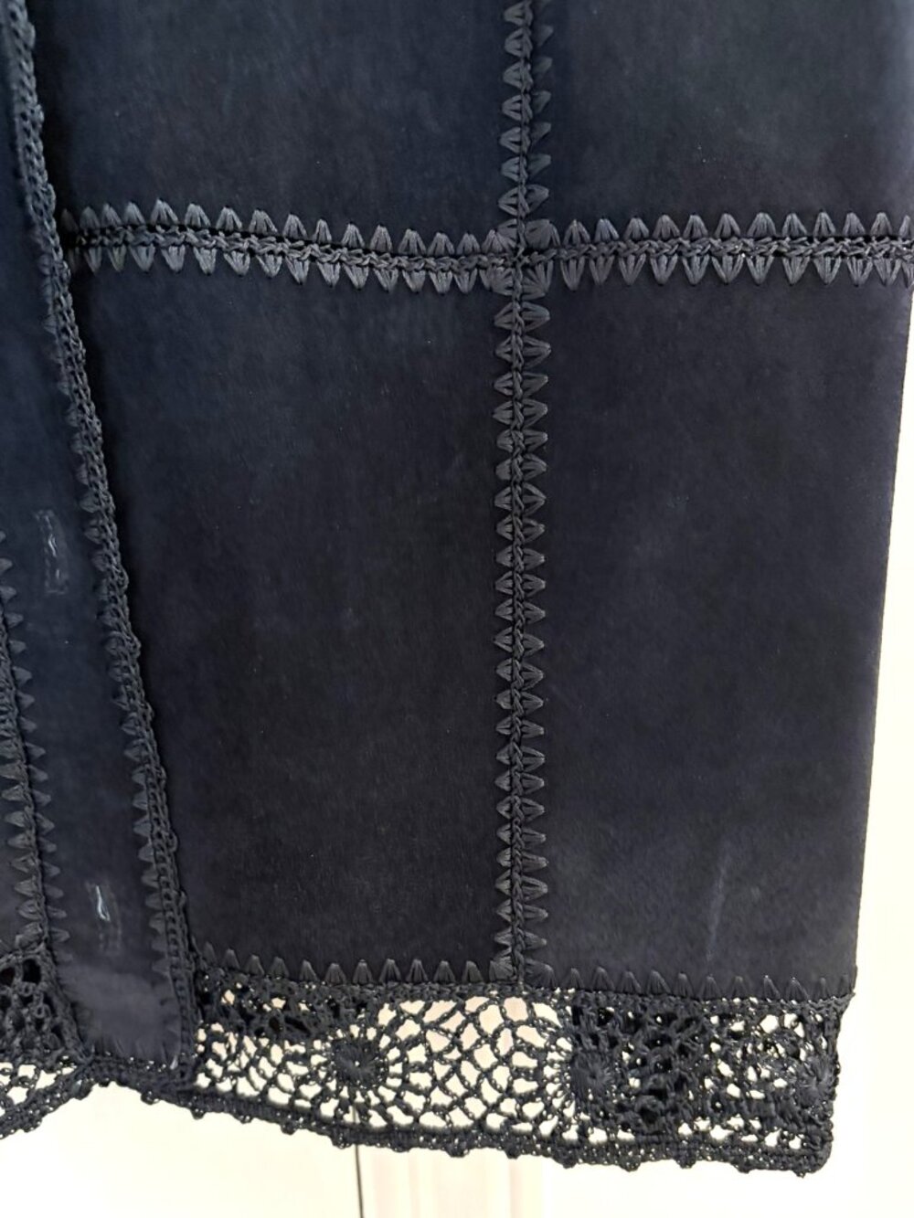 Navy Suede Patchwork Vest Size 2X - Picture 5 of 5